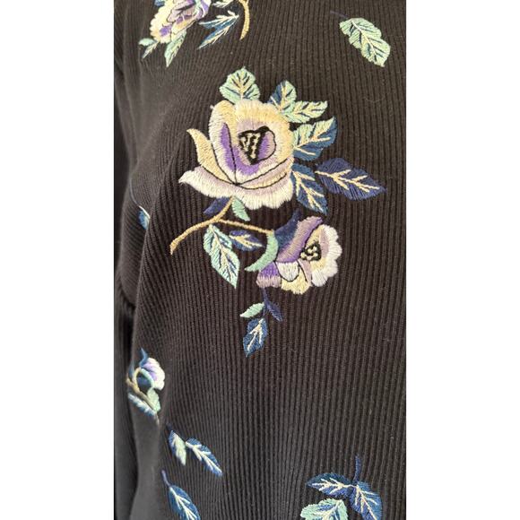 Vintage Together! Women’s Black Embroidered Floral Button Up Cardigan Sweater XL - Picture 8 of 8